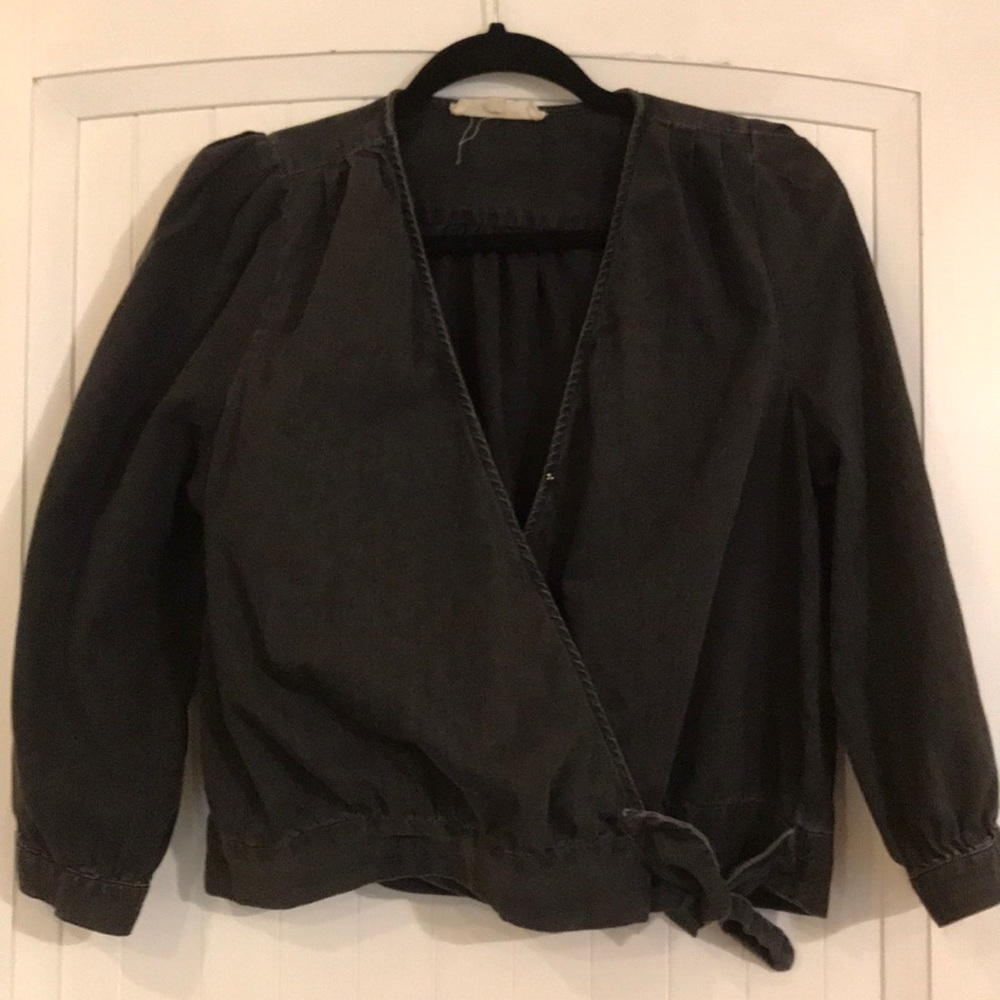 Madewell denim wrap top